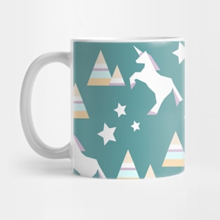 Unicorns, hills and stars pattern Mug